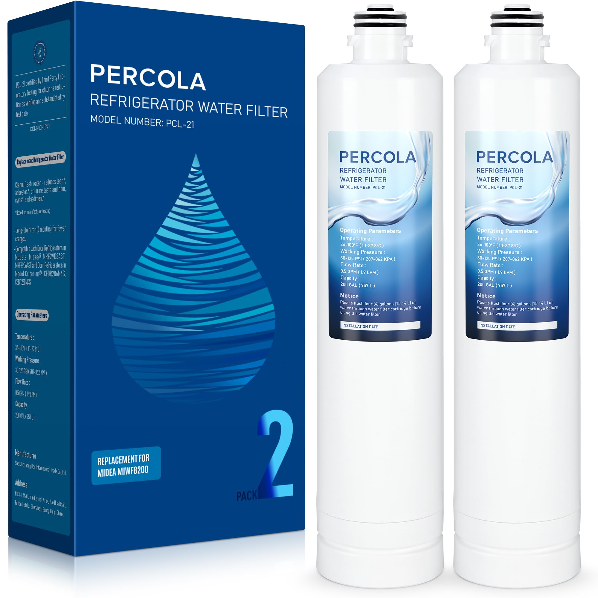 Filtro de Agua PERCOLA MIWF8200, Compatible -Blanco