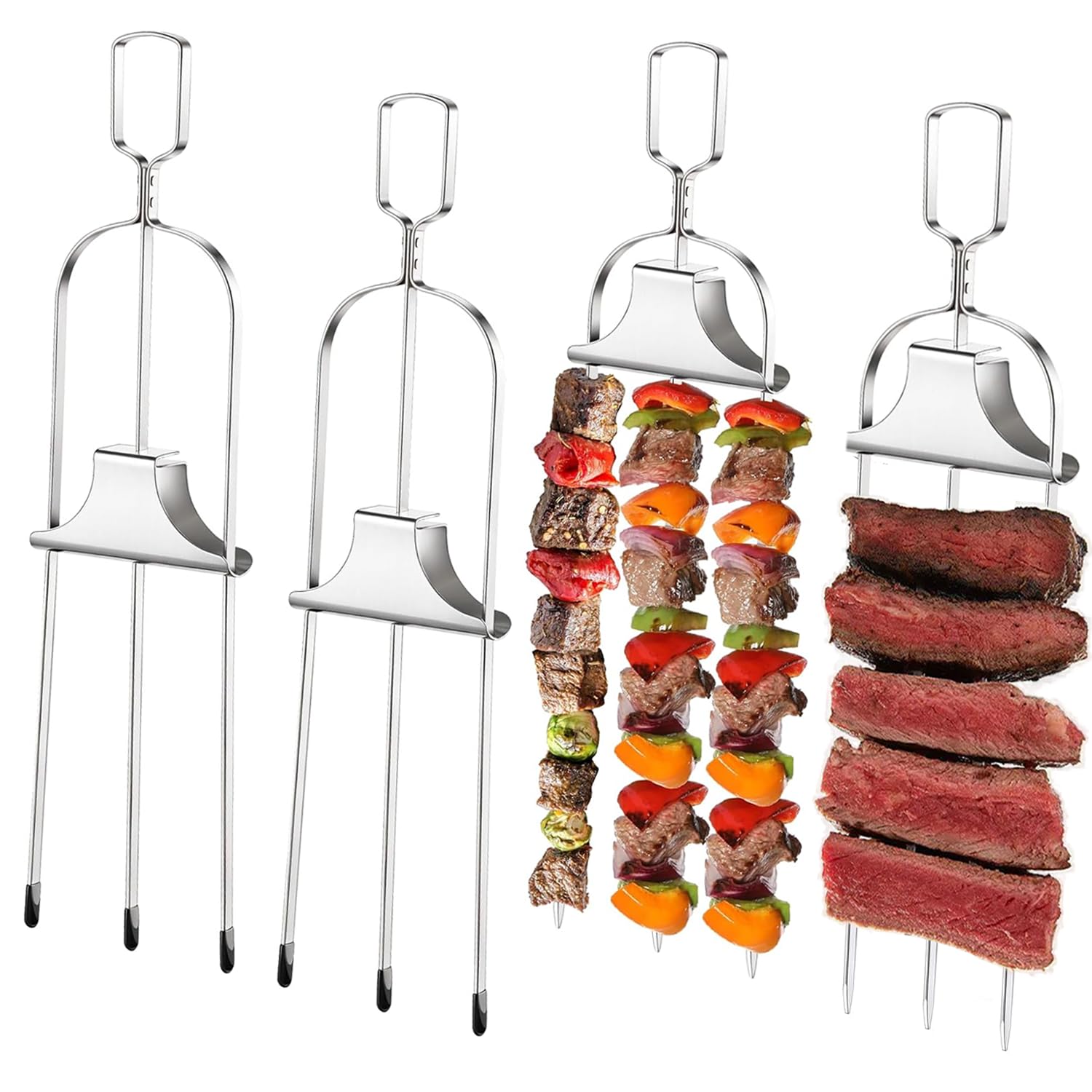 4 Pcs Brochetas para Asar a la parrilla - 14'' Brocheta de