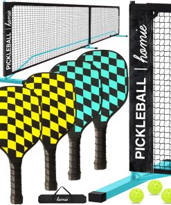 Juego de Red Portátil de Pickleball Homie con 4 Paletas, 4