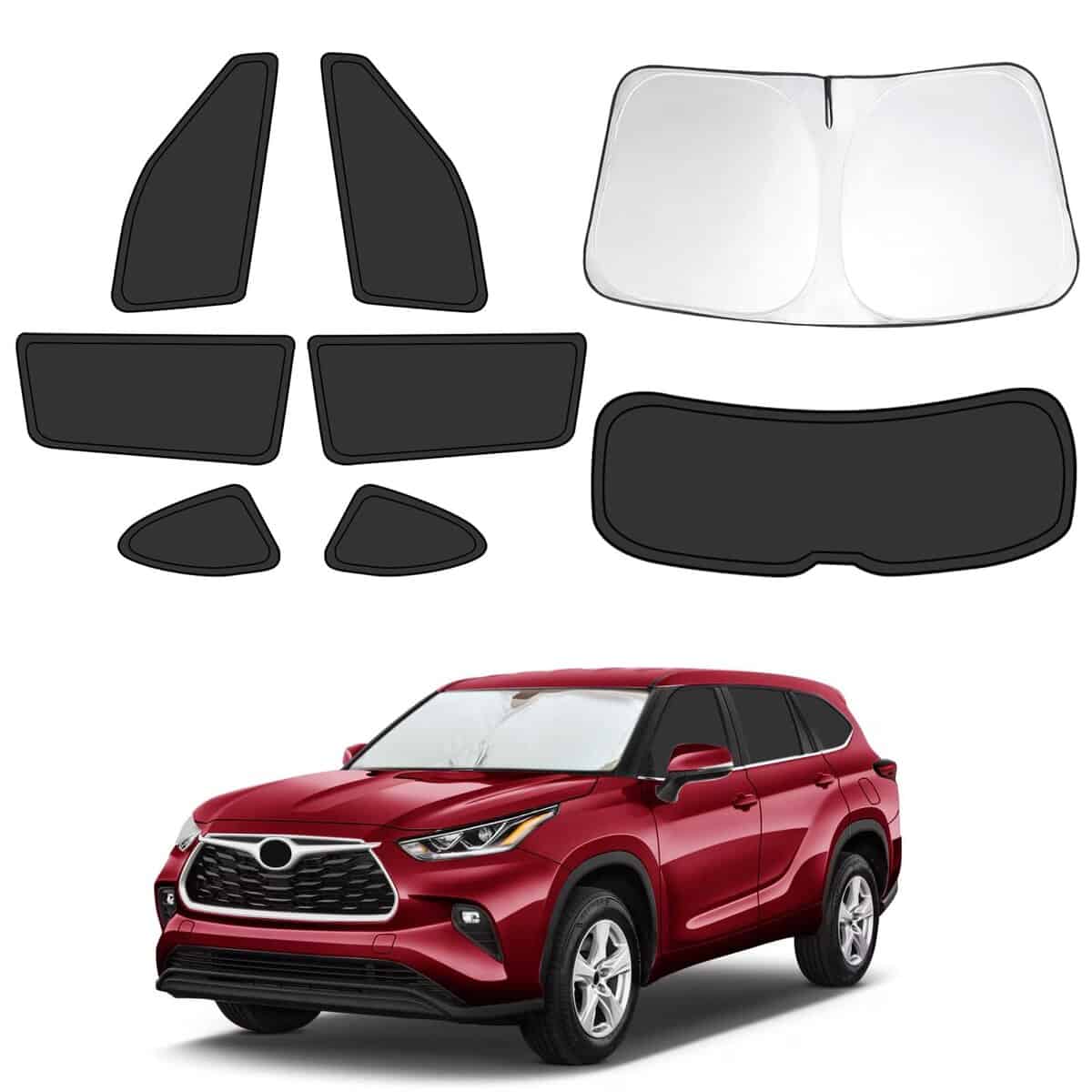 8pcs Cubiertas de Ventana para Coche para Toyota Highlander