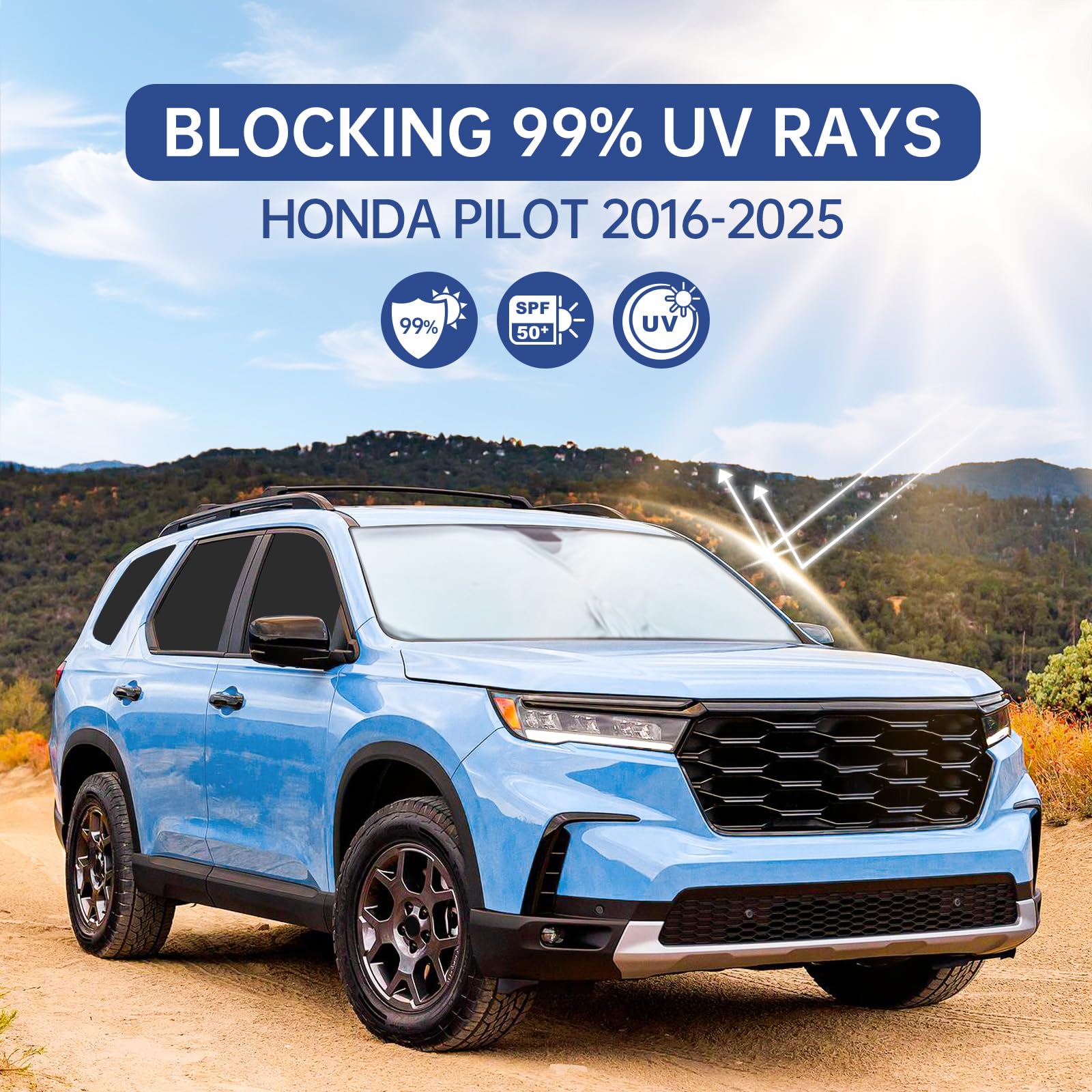 8pcs Car Window Shades for Honda Pilot 2016-2025, Cubiertas - Imagen 6