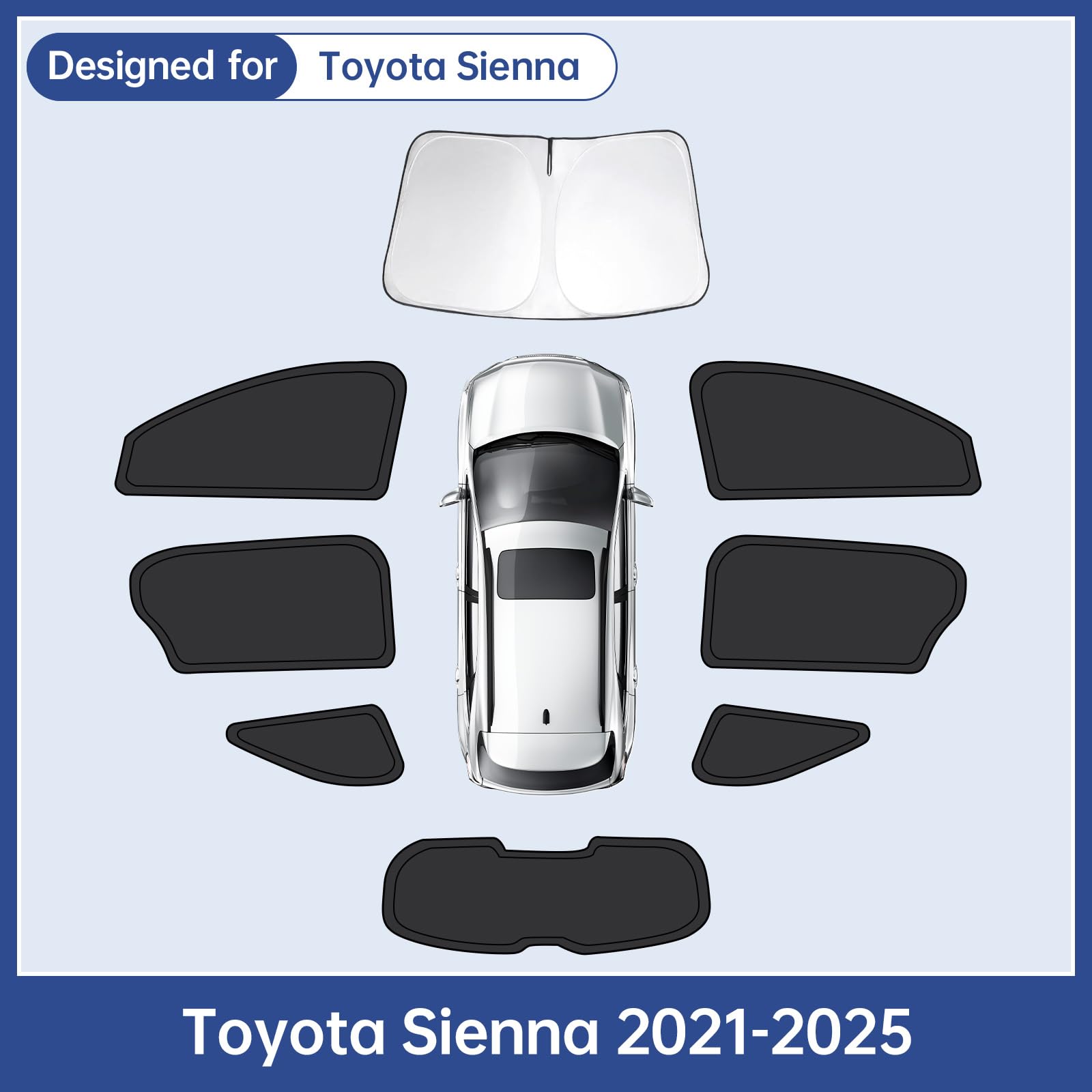 8pcs Protector Solar para Ventanas de Coche para Toyota - Imagen 8