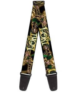 Correa de Guitarra Buckle-Down - LOKI Poses Negro/Oro/Verde