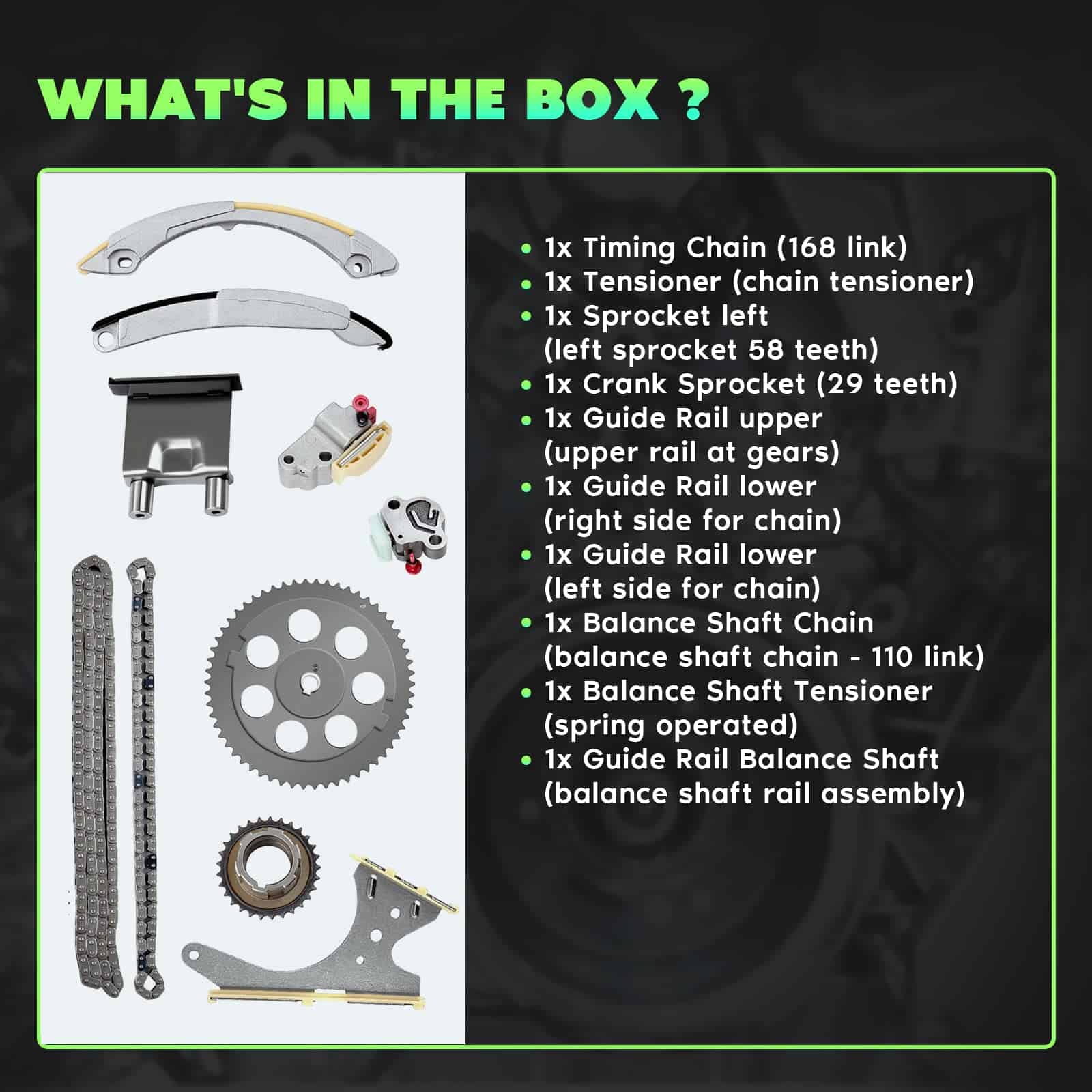 Juego de cadena de tiempo del motor SCITOO 9-0195SC - Imagen 3