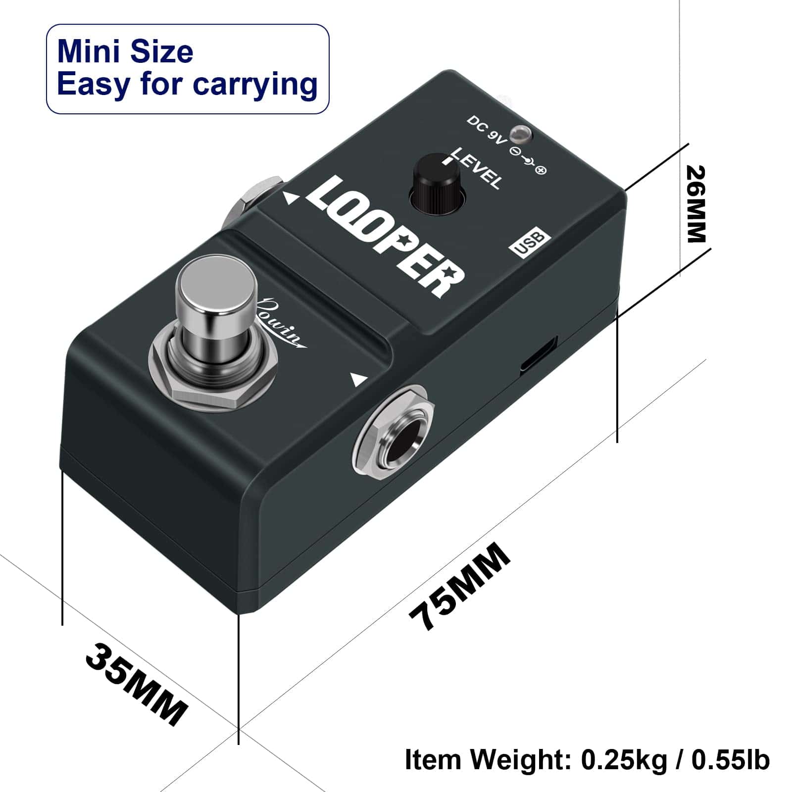 Pedal de Efecto para Guitarra Eléctrica Rowin Tiny Looper - Imagen 6
