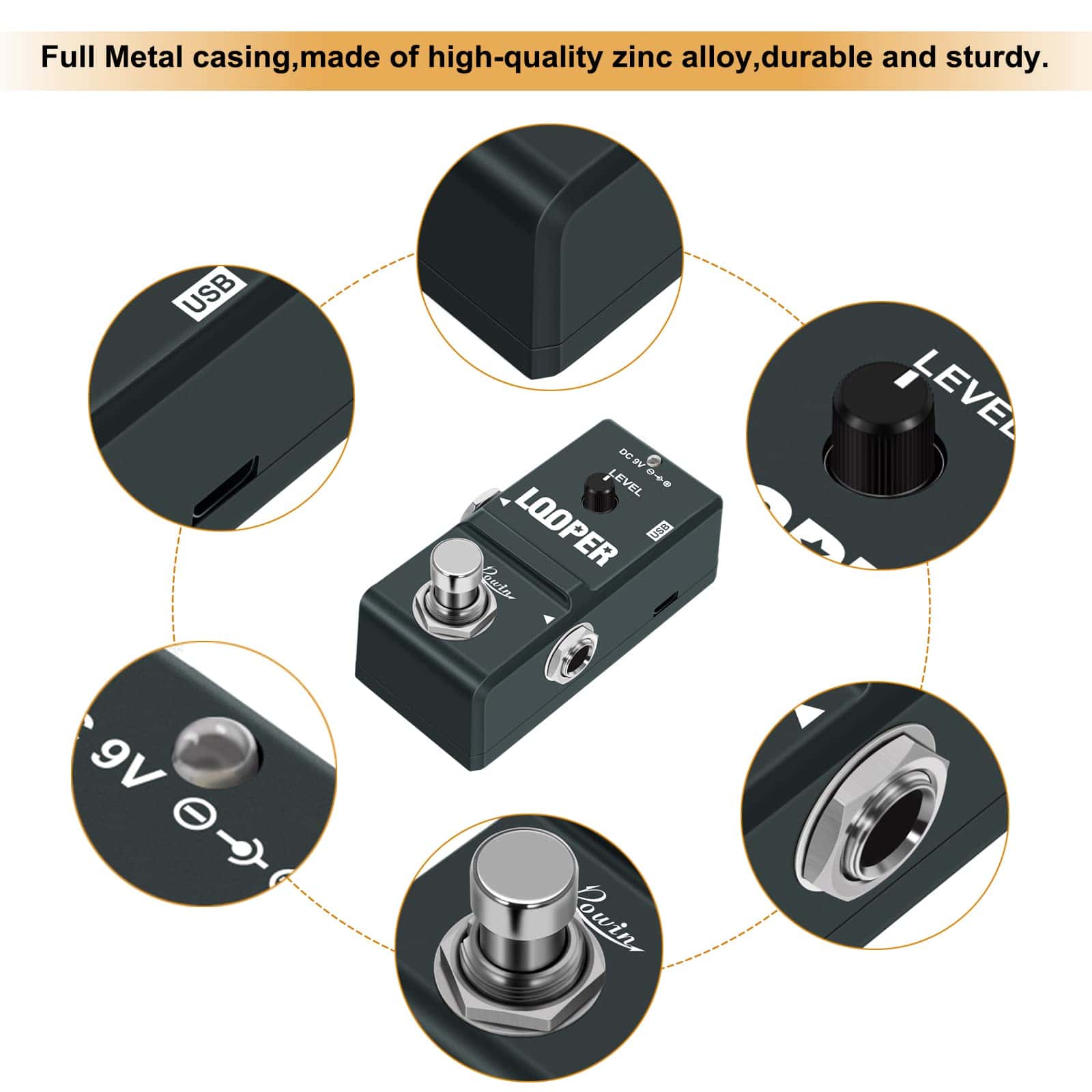 Pedal de Efecto para Guitarra Eléctrica Rowin Tiny Looper - Imagen 5