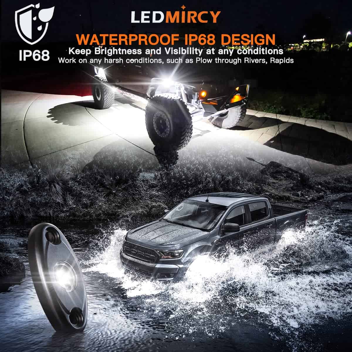 Luces LED Rock Blancas 8PCS para Camión Todo Terreno Coche - Imagen 4