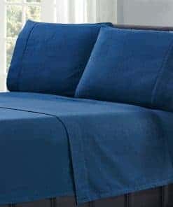 Juego de sábanas de franela de algodón -Azul Marino