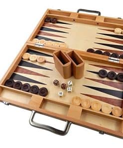 Tablero de Backgammon Duboce Encastrado de Nogal, Haya,
