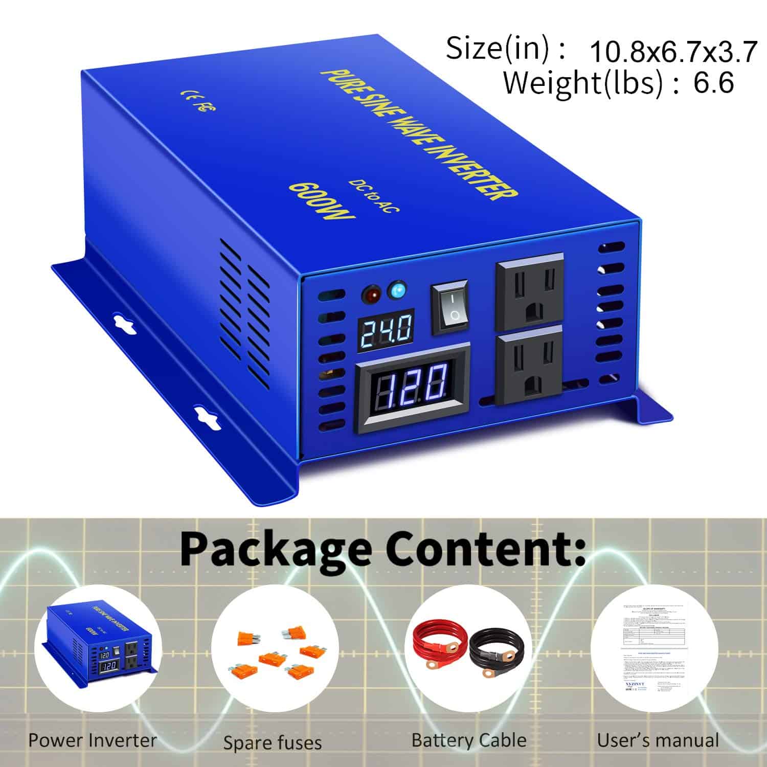 Inversor de Corriente XYZ INVT 600w Onda Senoidal Pura - - Imagen 7