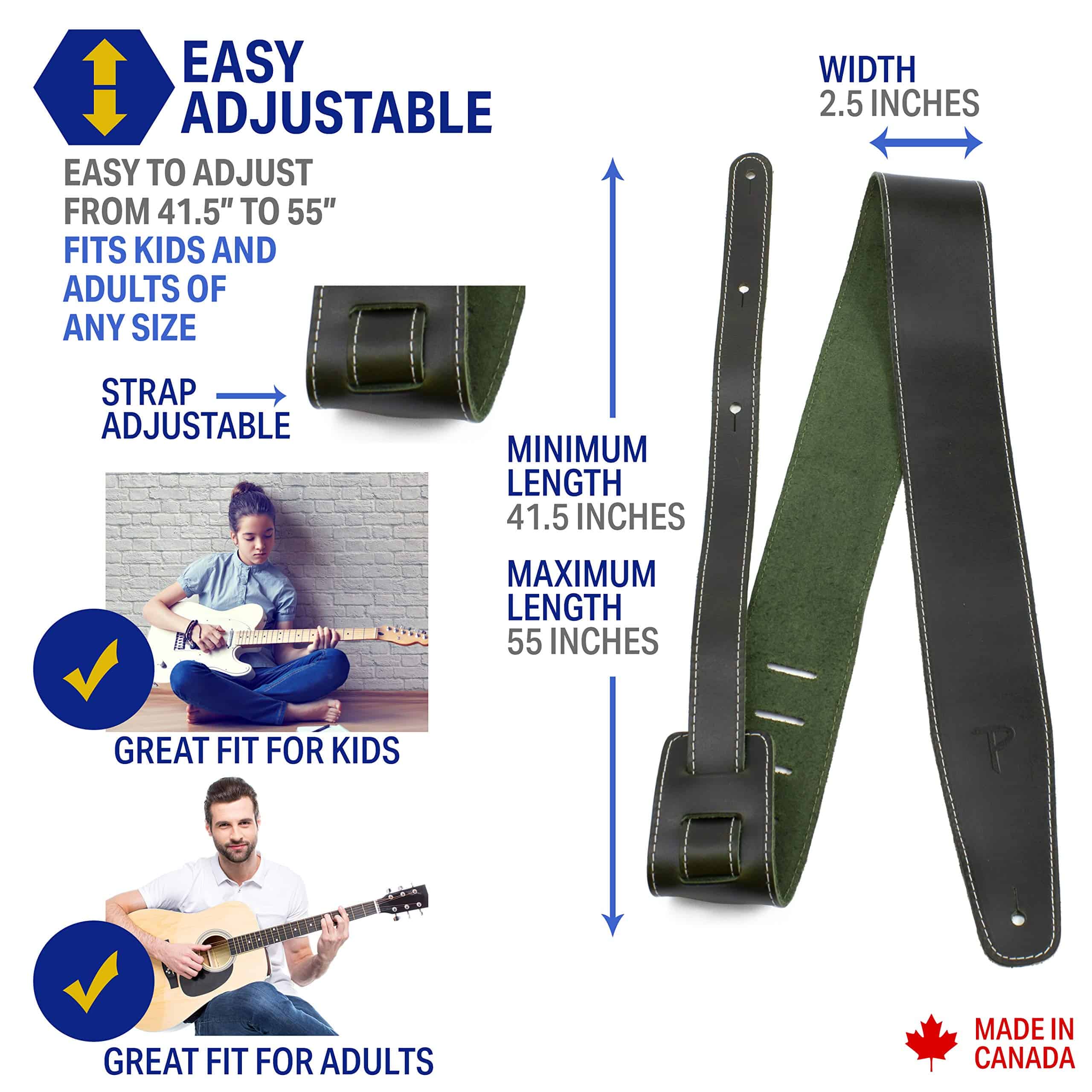 Correa ajustable para guitarra Perri's -Verde - Imagen 3