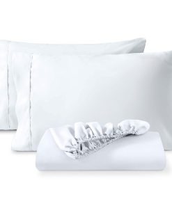 Juego de Sábana Ajustable + Fundas de Almohada -Blanco