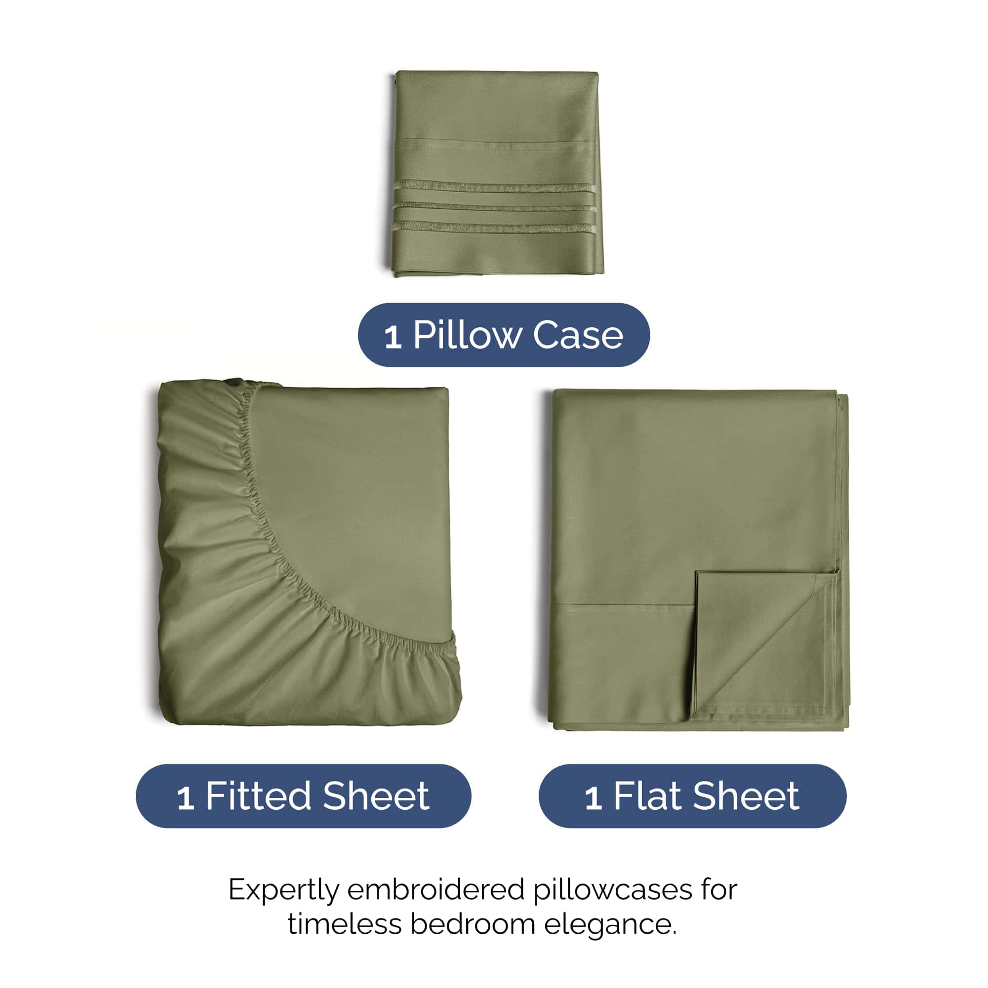 Juego de sábanas de tamaño Twin XL de 3 -Verde salvia - Imagen 3