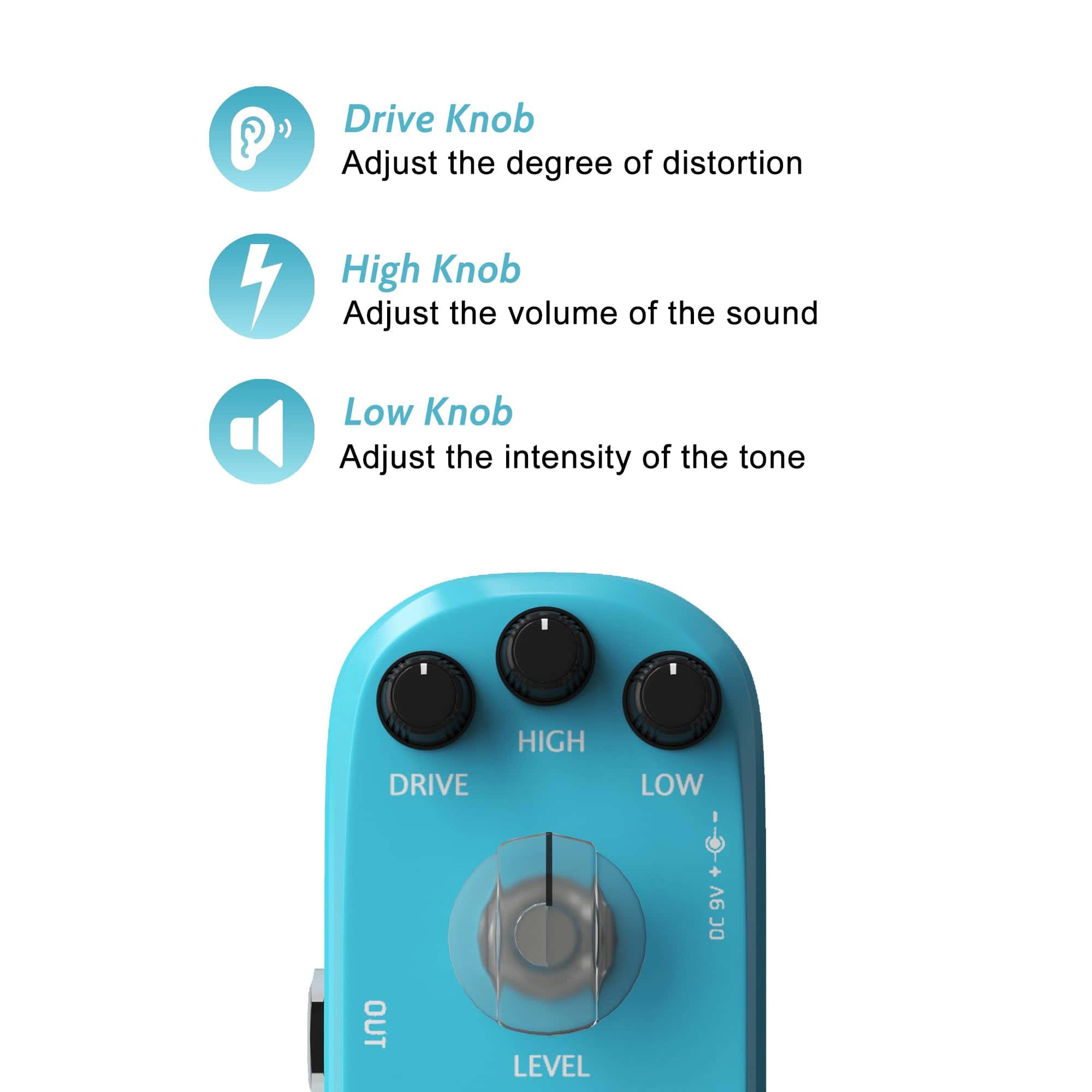 Pedal de Efecto de Guitarra Overdrive AZOR Vintage High/Low - Imagen 4