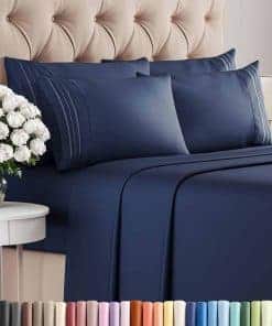 Juego de Sábanas Cal King de 6 Piezas - Sábanas -Azul Marino