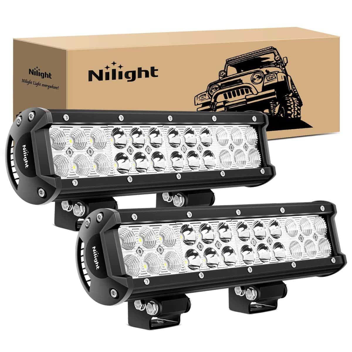 Barra de Luz LED Nilight 2PCS 12 Pulgadas 72W Combo de