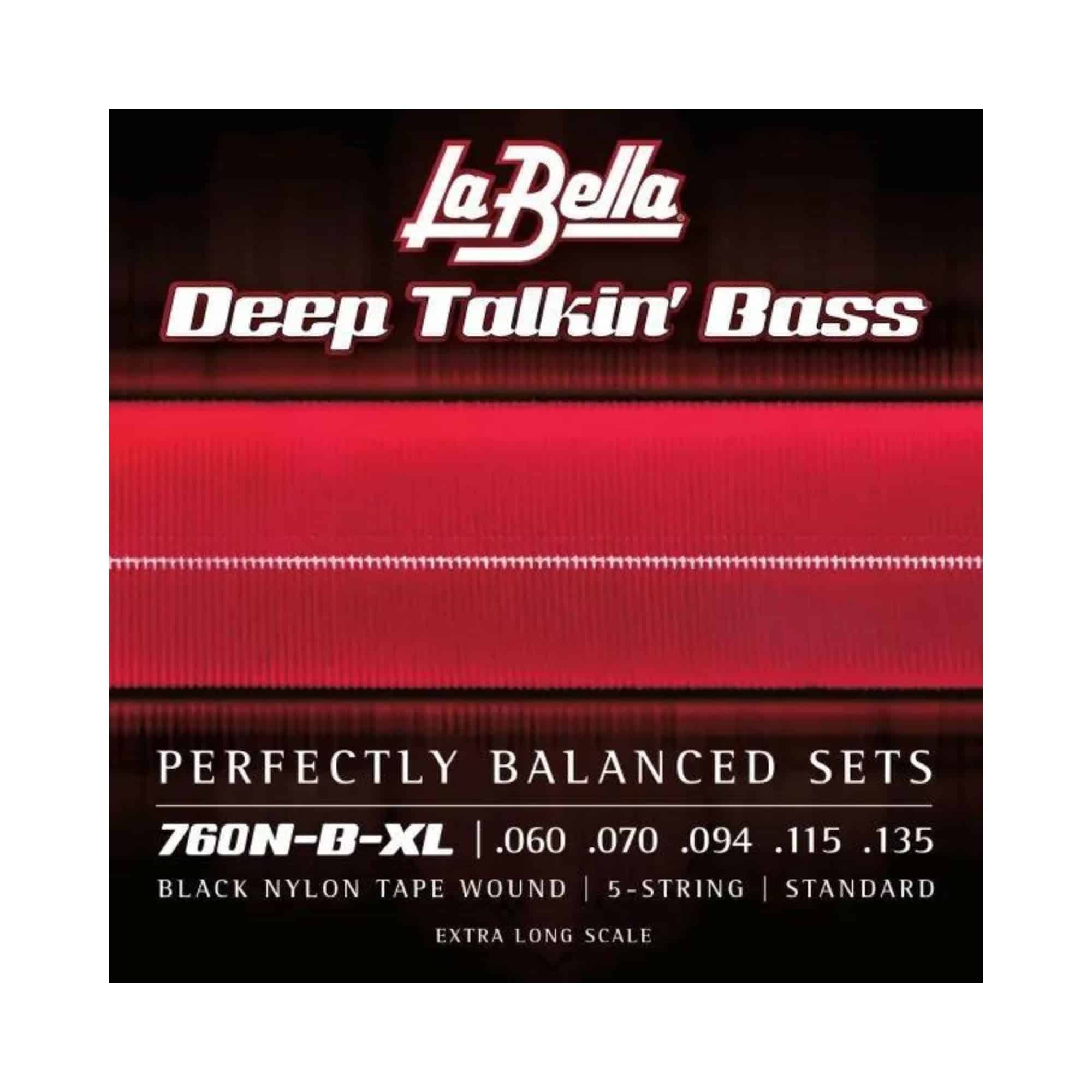 La Bella 760N-B-XL Deep Talkin Bass Black Nylon Tape Wound