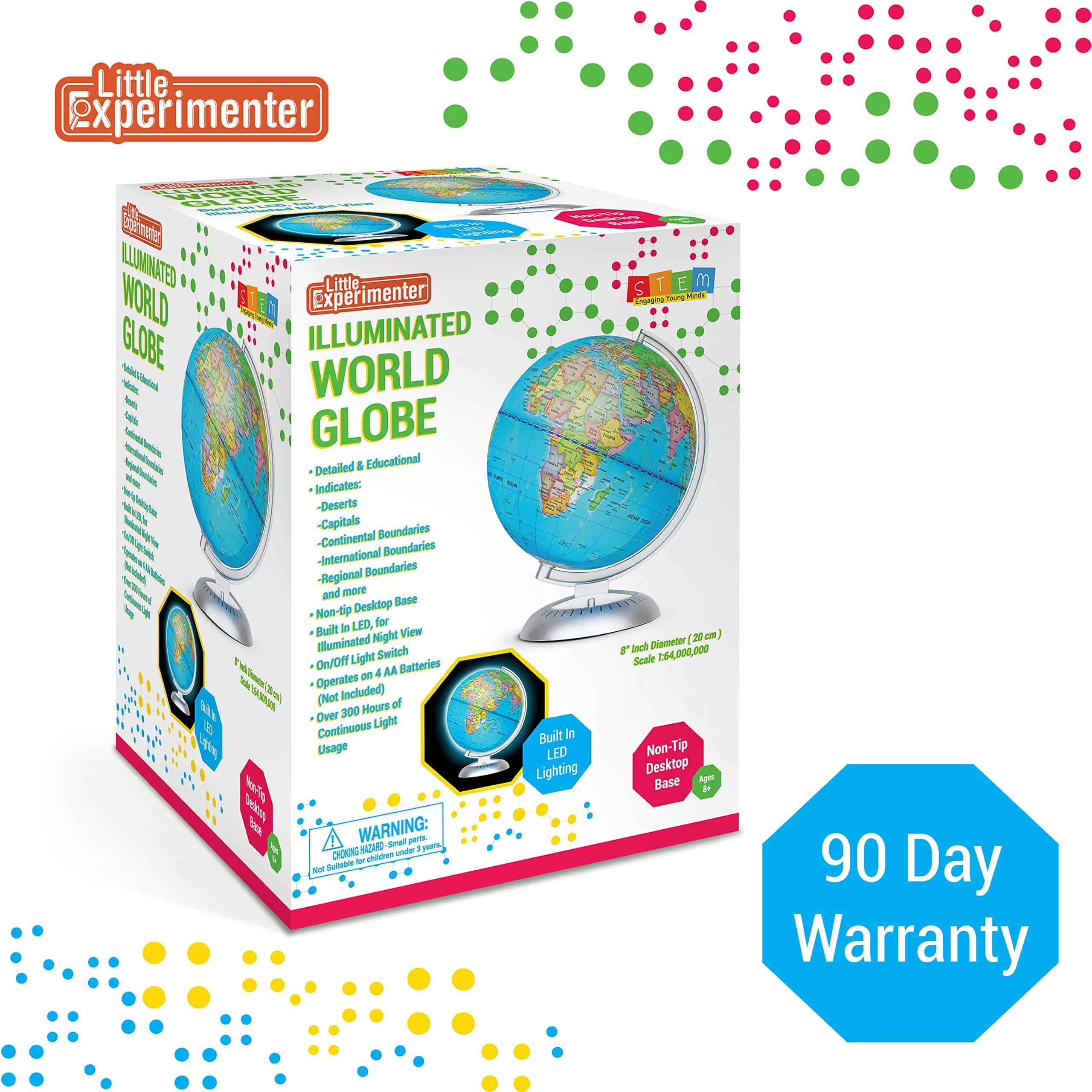 Globo Iluminado para Niños - Globo Terrestre de 8" con - Imagen 7