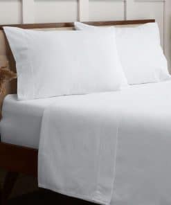 Juego de sábanas de franela de algodón -Blanco