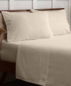 Juego de sábanas de franela de algodón -Beige