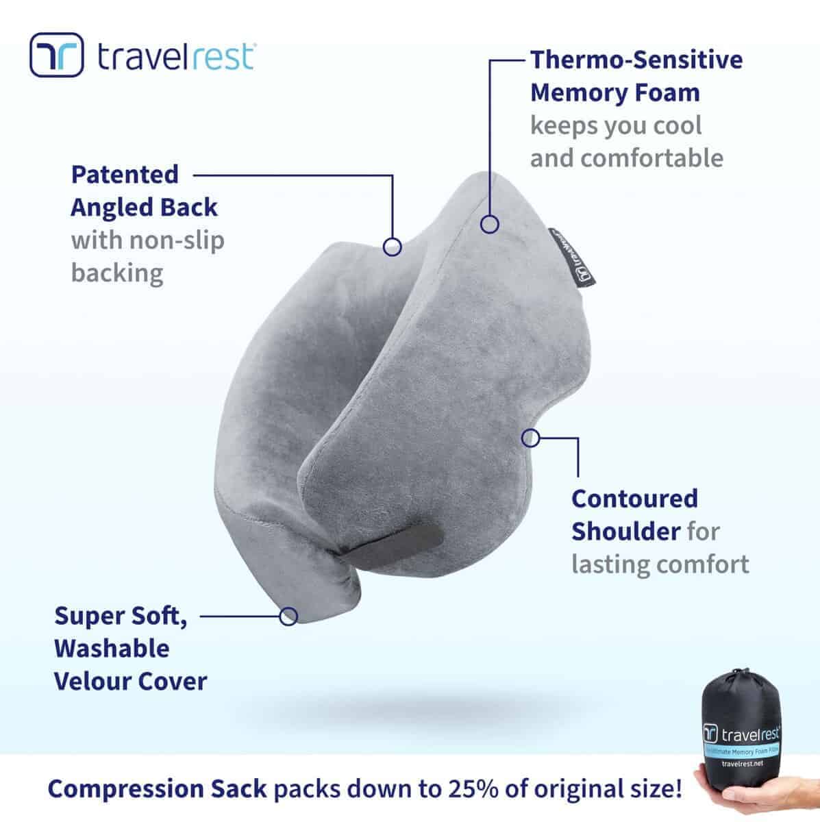 Almohada de Viaje de Espuma de Memoria TRAVELREST - Imagen 5