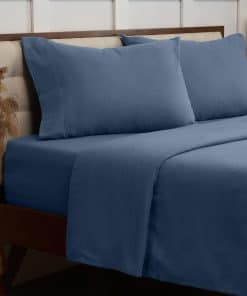 Juego de sábanas de franela de algodón -Azul