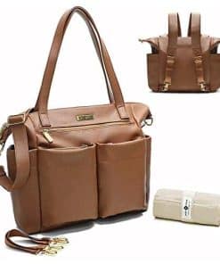 Bolso de pañales tote de cuero para mujeres con organizador