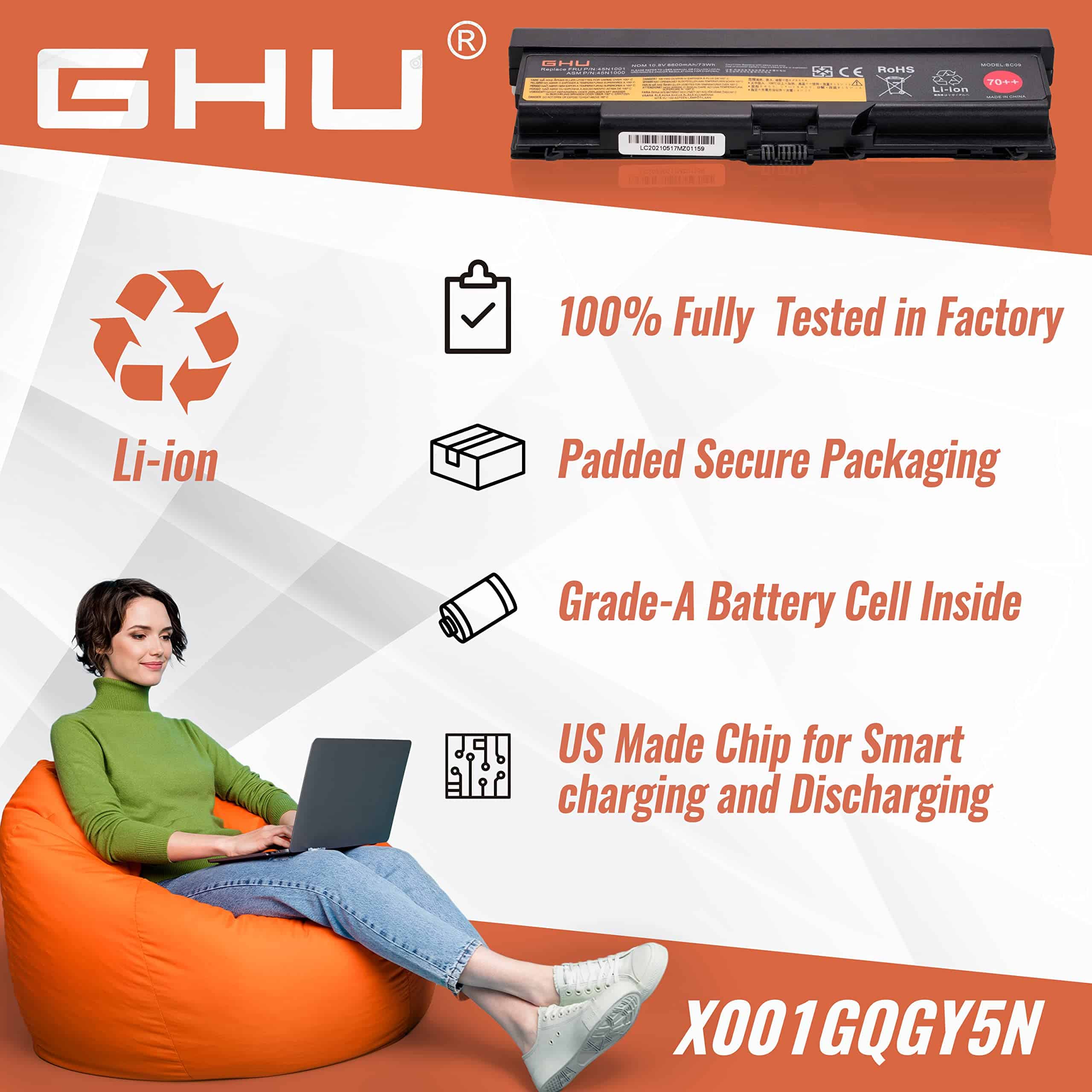 Batería de vida extendida GHU de 73Wh compatible con - Imagen 7