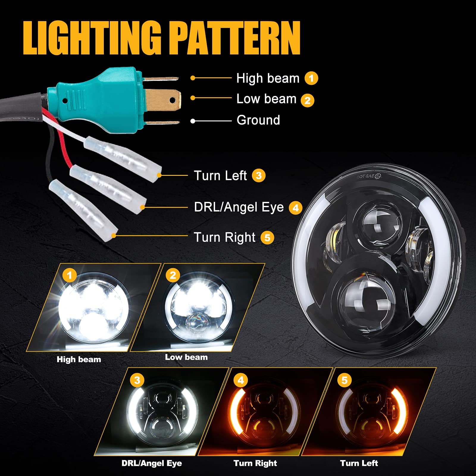 Faros LED de 7 pulgadas para motocicleta SUPAREE compatible - Imagen 3