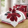 Juego de Cama de 12 Piezas Burgundy Rojo Negro Blanco