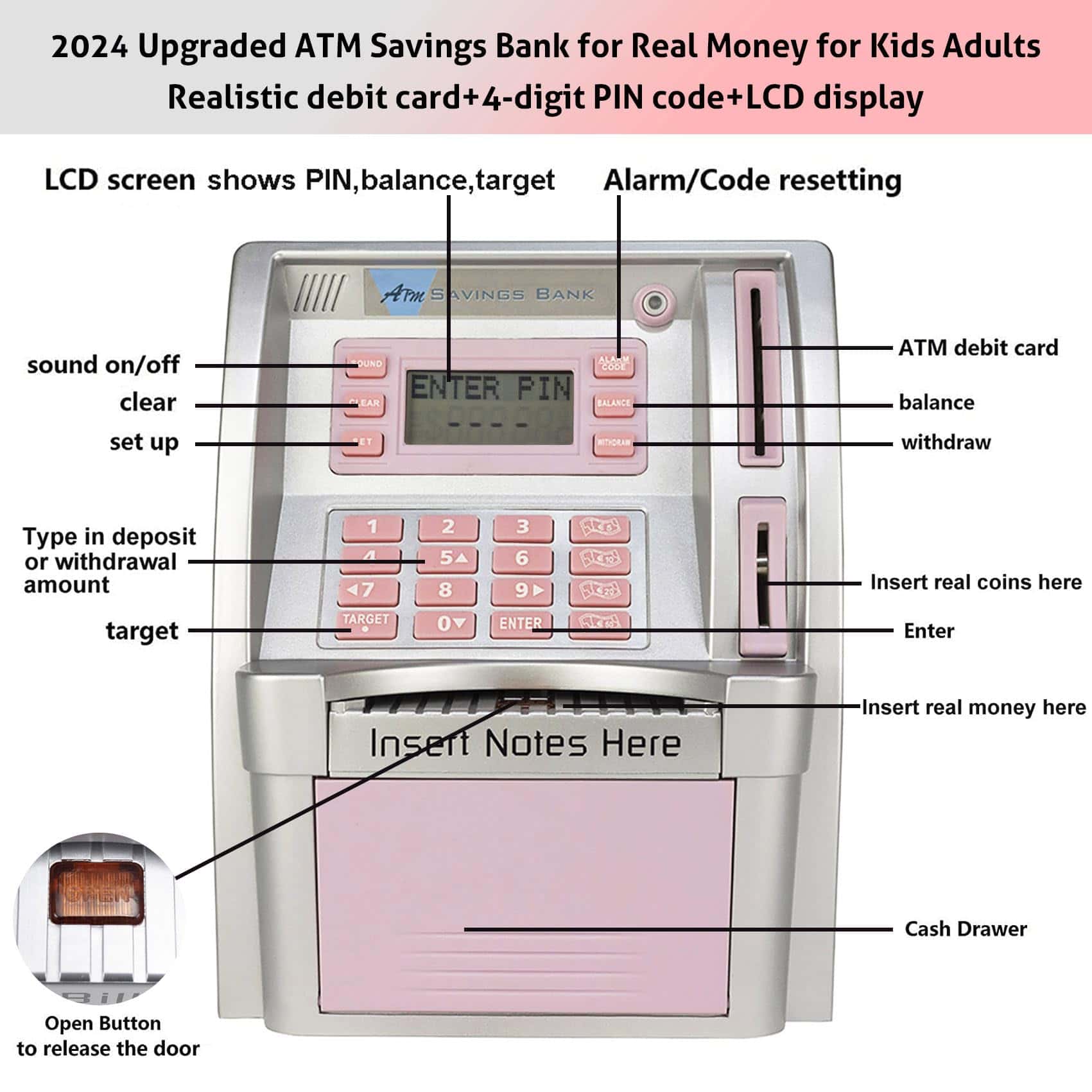 2024 Hucha de ahorro ATM actualizada para dinero real para - Imagen 3