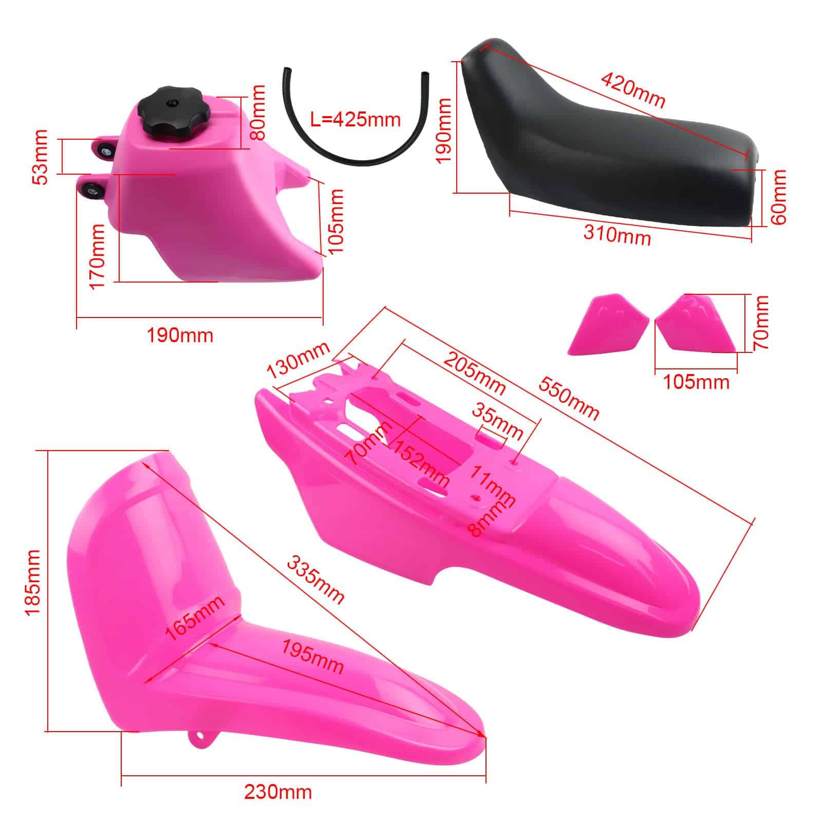 Kit de Plástico para Yamaha PW50 Body Seat Gas Tank - Rosa - Imagen 3
