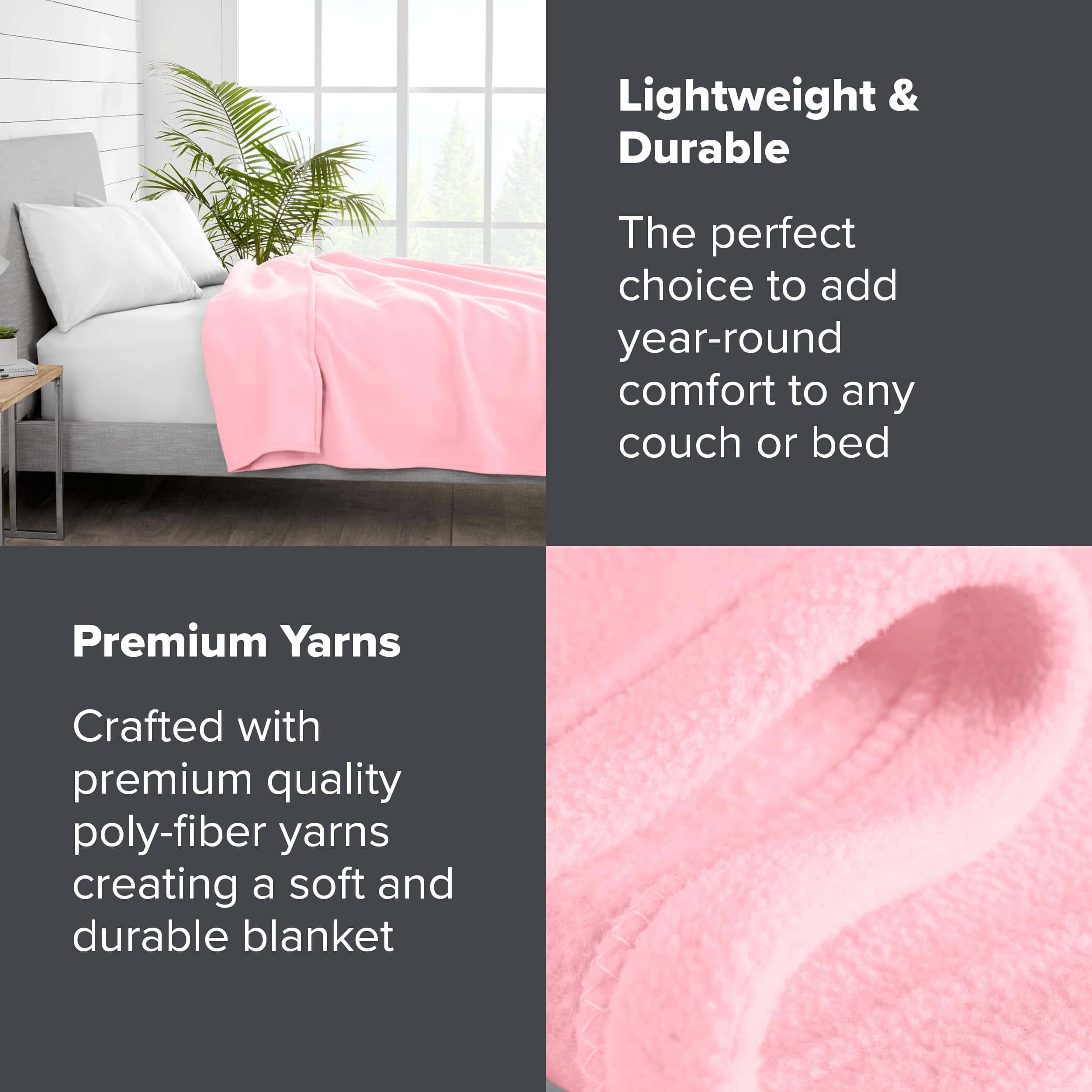 Manta de Polar Bare Home - Rosa Claro - Cálida y Acogedora - Imagen 4