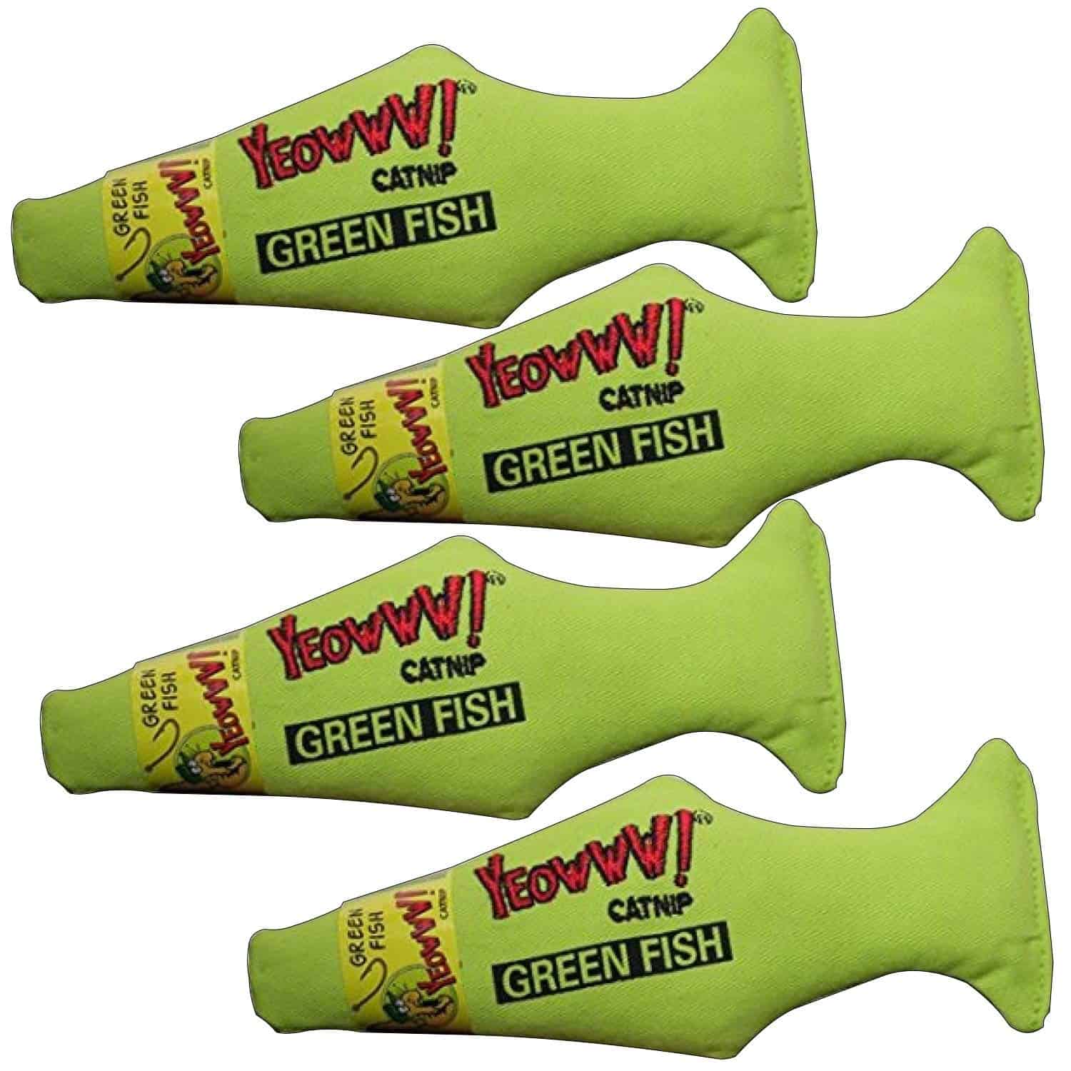 Yeowww! Pescado de Catnip Verde Pack de 4 | Hoja Pura y