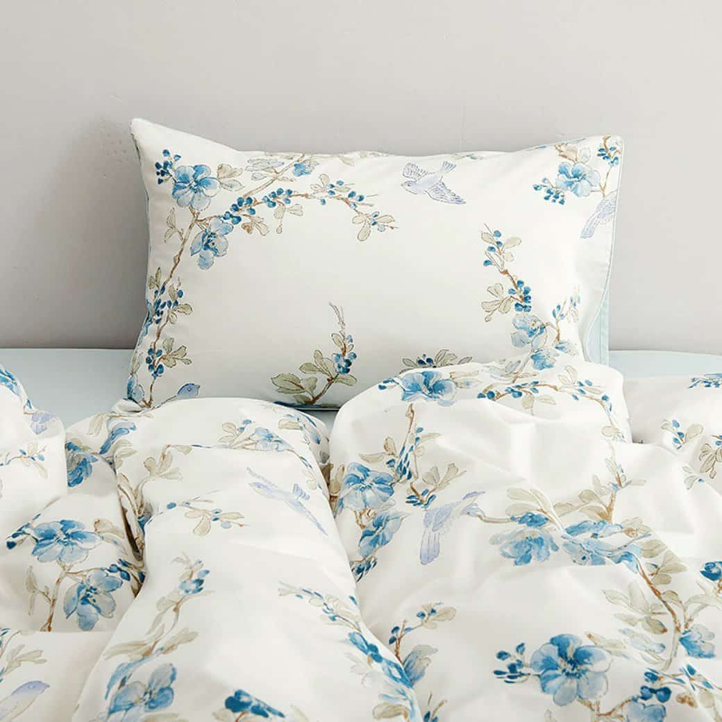 Eikei Garden Chinoiserie Floral Duvet Quilt Cover Asian