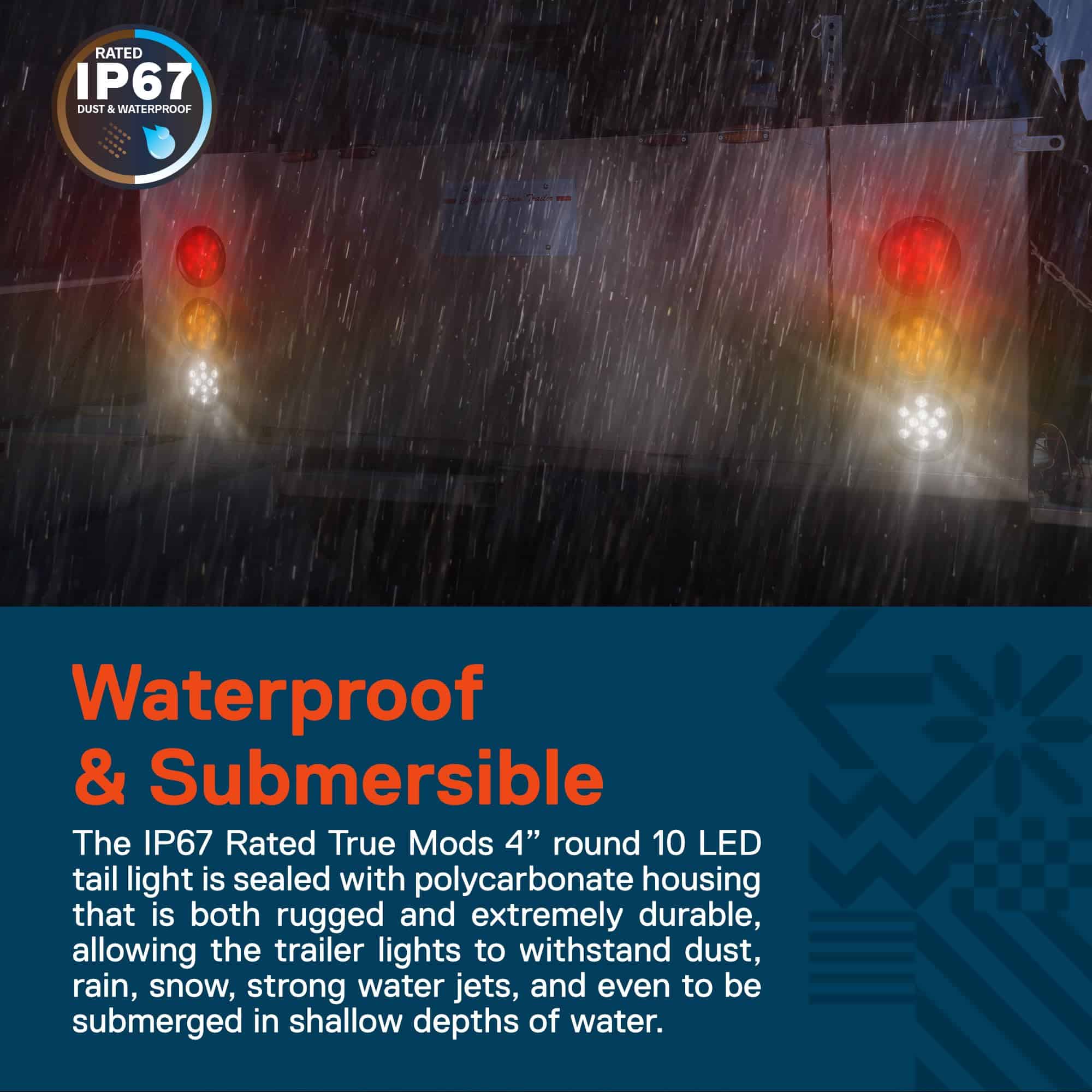 TRUE MODS 4 Red + 2 White 4" Round LED Trailer Tail Light - Imagen 4