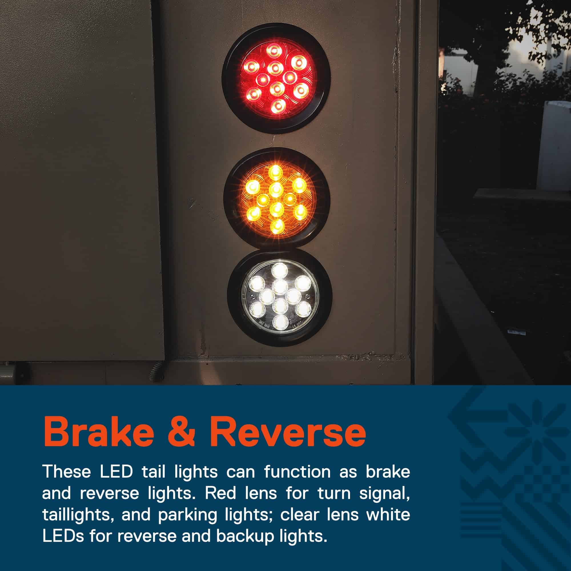 TRUE MODS 4 Red + 2 White 4" Round LED Trailer Tail Light - Imagen 3