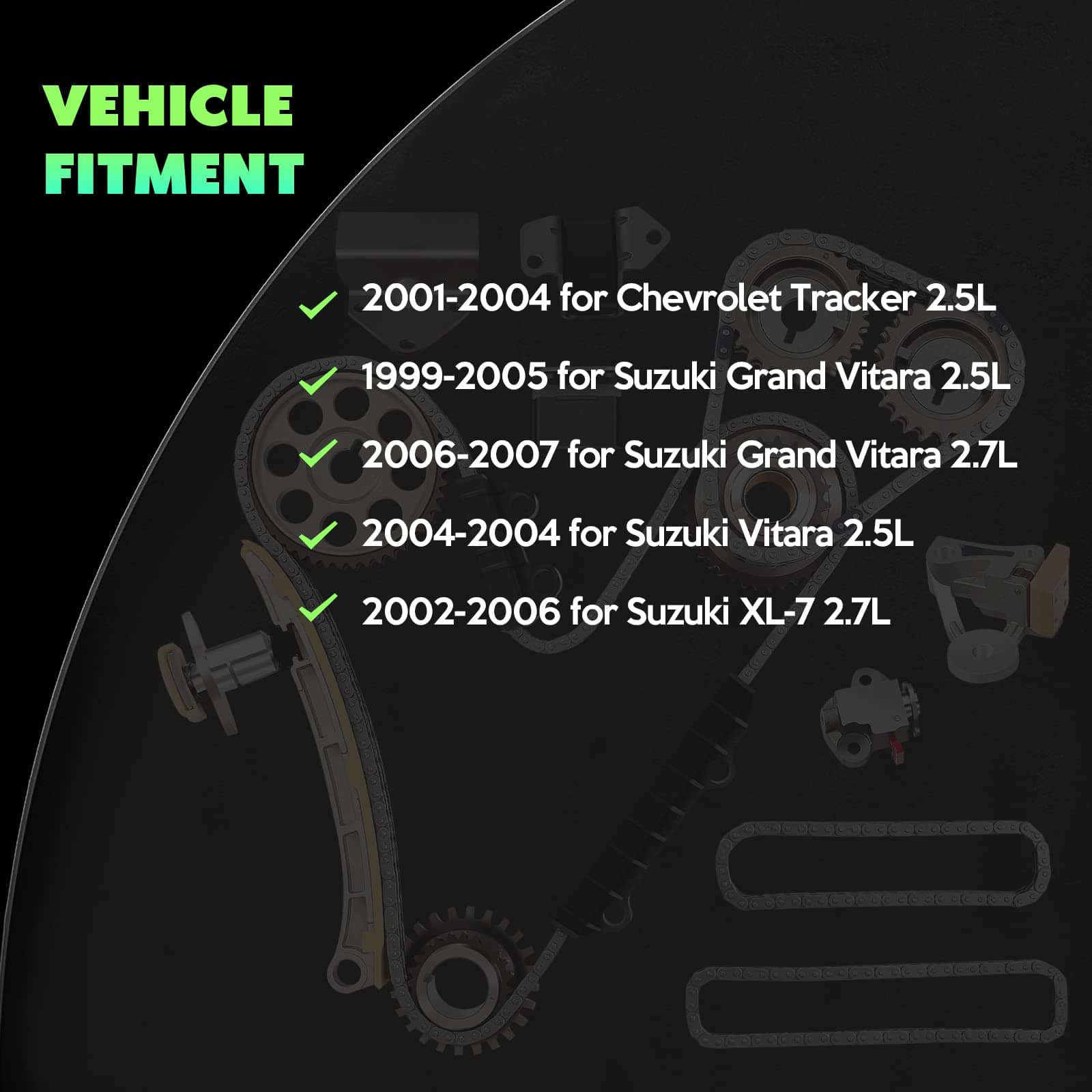 Kit de Cadena de Tiempo SCITOO para Chevy Tracker 2001-2004 - Imagen 4