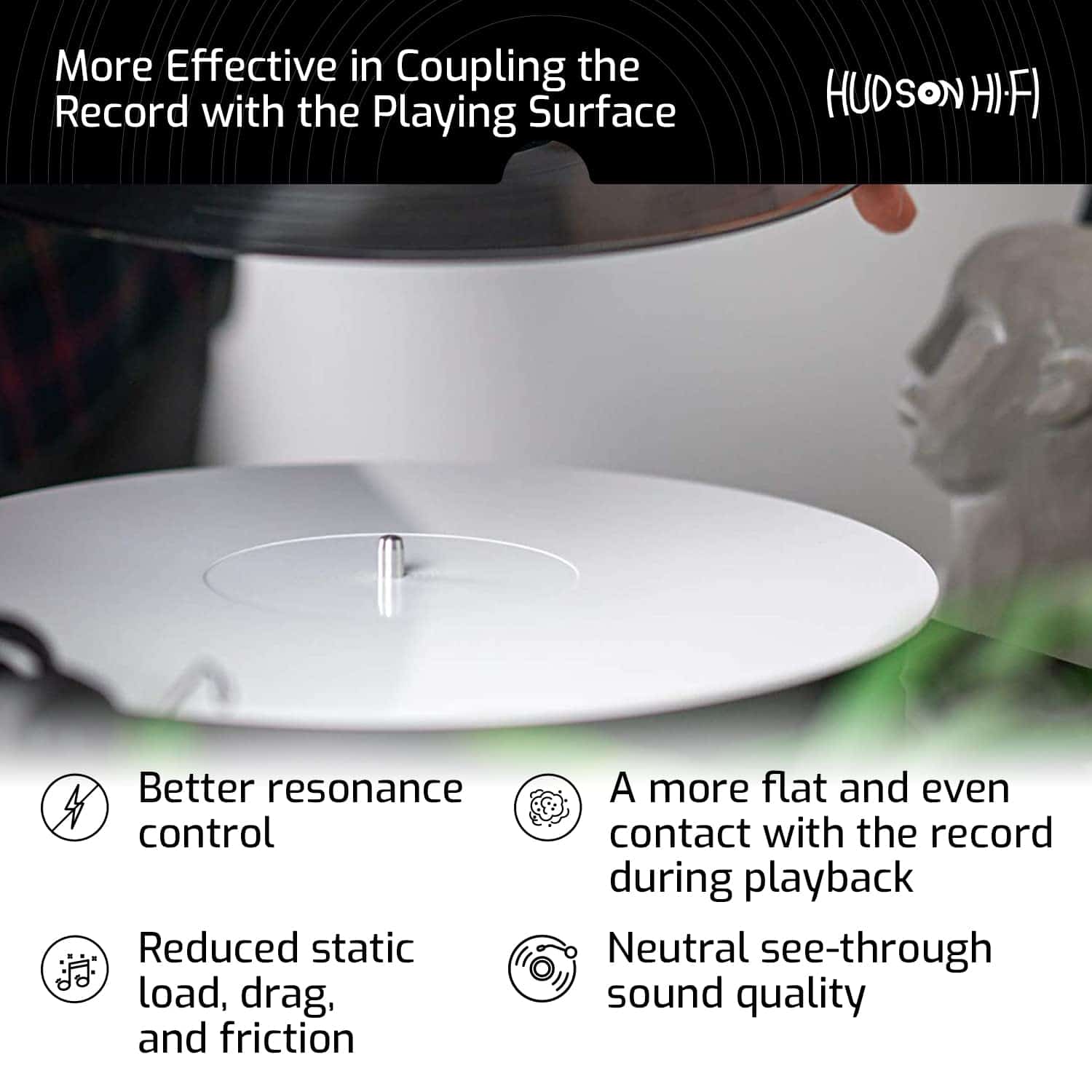 Tapete de Tocadiscos de Acrílico - 11.75" Blanco Tapete de - Imagen 4