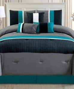 Juego de Edredón Moderno de 7 Piezas en Color Azul