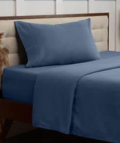 Juego de Sábanas de Franela de Algodón -Azul