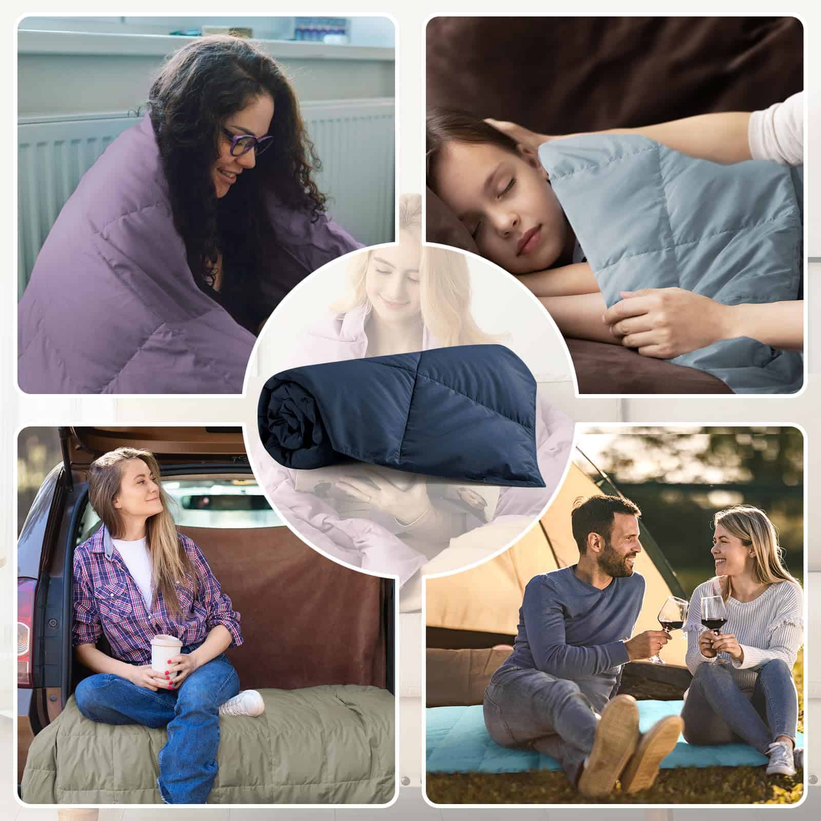 Mantas de Plumas Peace Nest para Sofá 50x70 -Azul Marino - Imagen 7