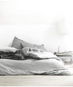 Juego de Funda de Edredón de Algodón Lavado -Gris