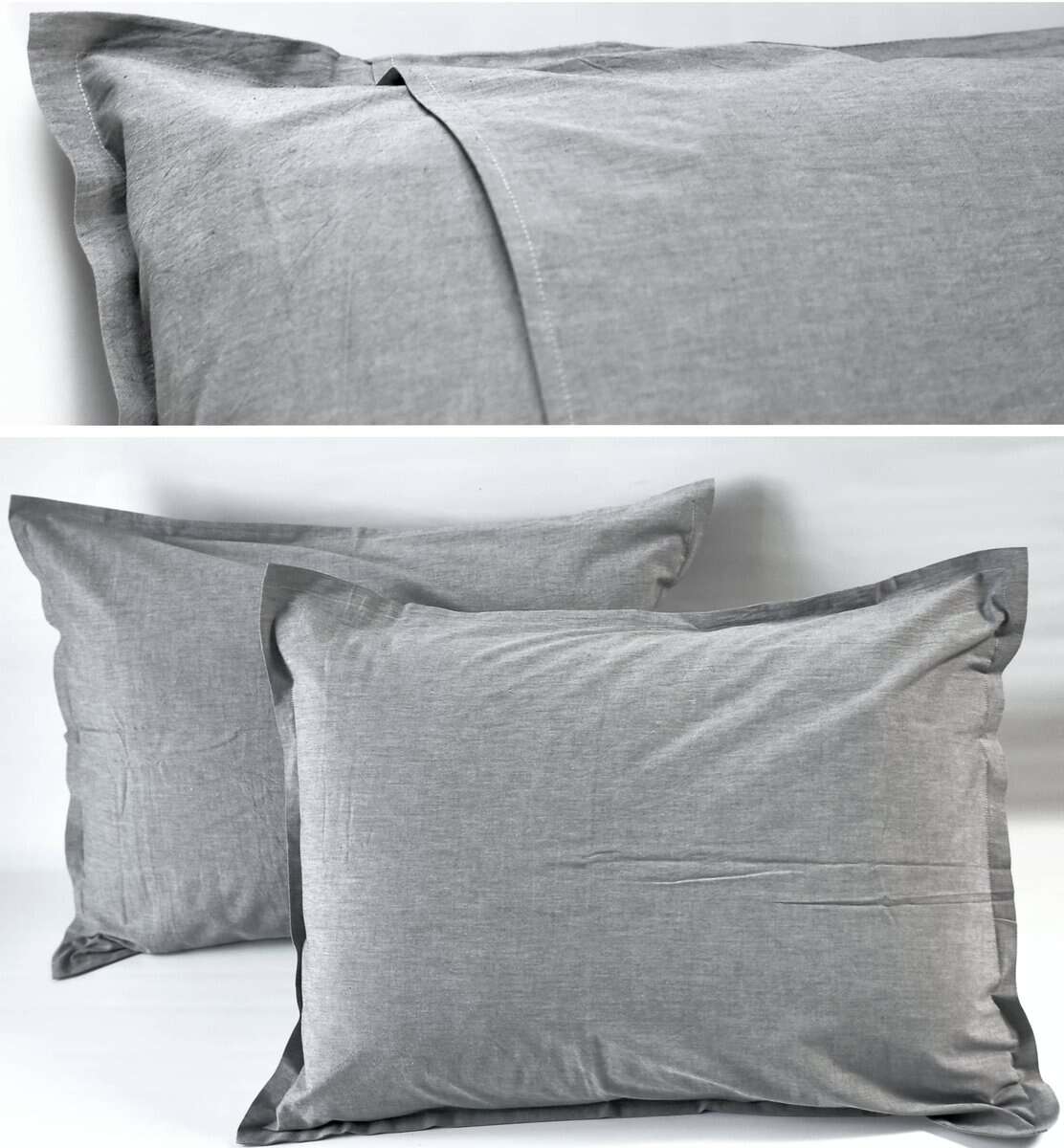 Juego de Funda de Edredón de Algodón Lavado -Gris - Imagen 3