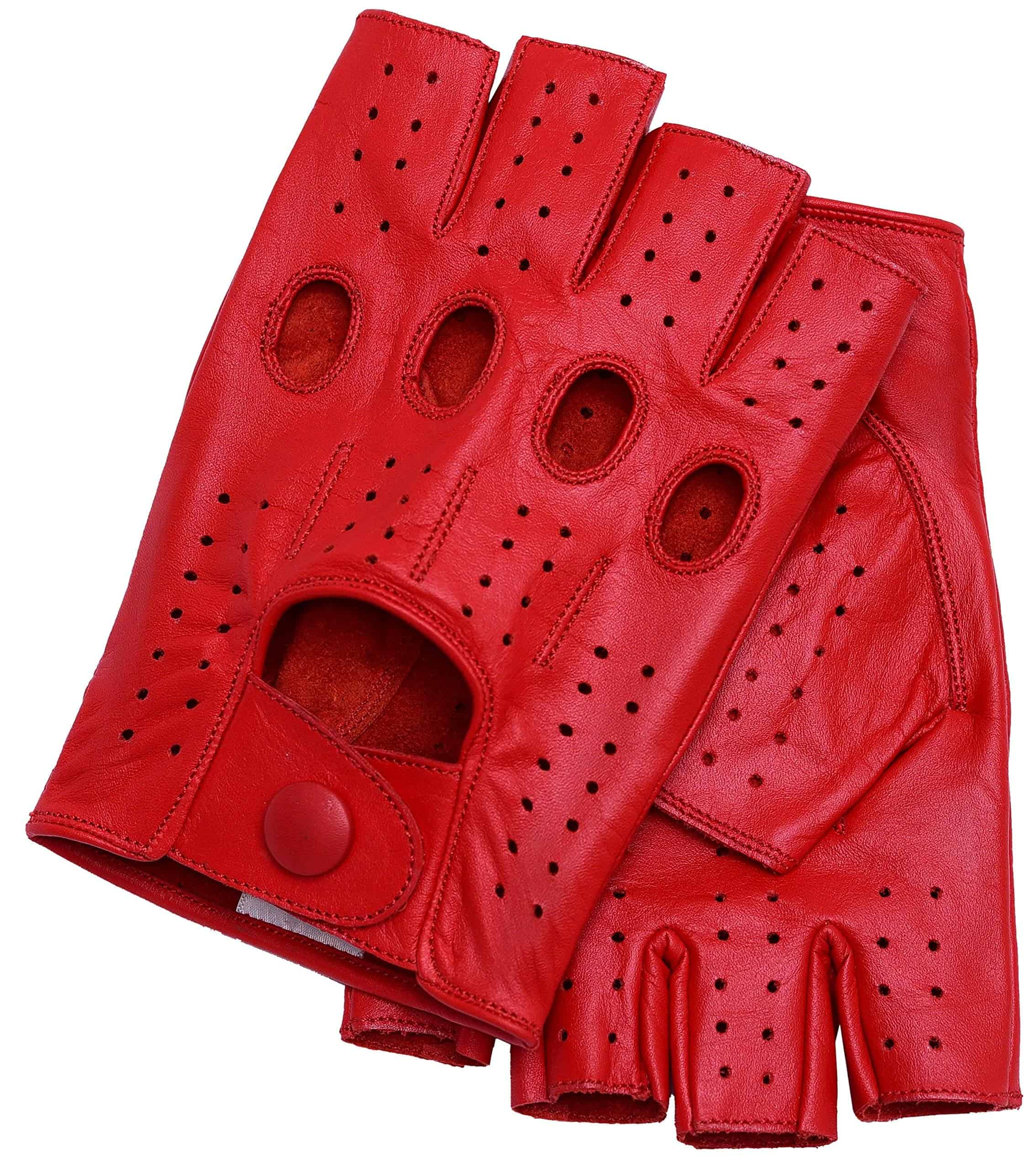 Guantes de cuero sin dedos para hombres de Riparo -Rojo