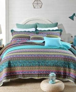 Juego de Colchas Acolchadas Estilo Jacquard a Rayas de