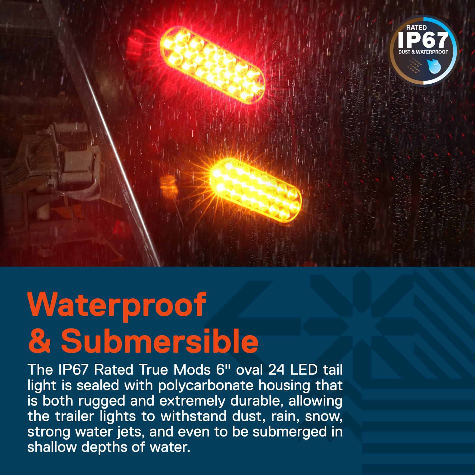 TRUE MODS 4pc 6" Juego de luces traseras LED ovales rojas - Imagen 5