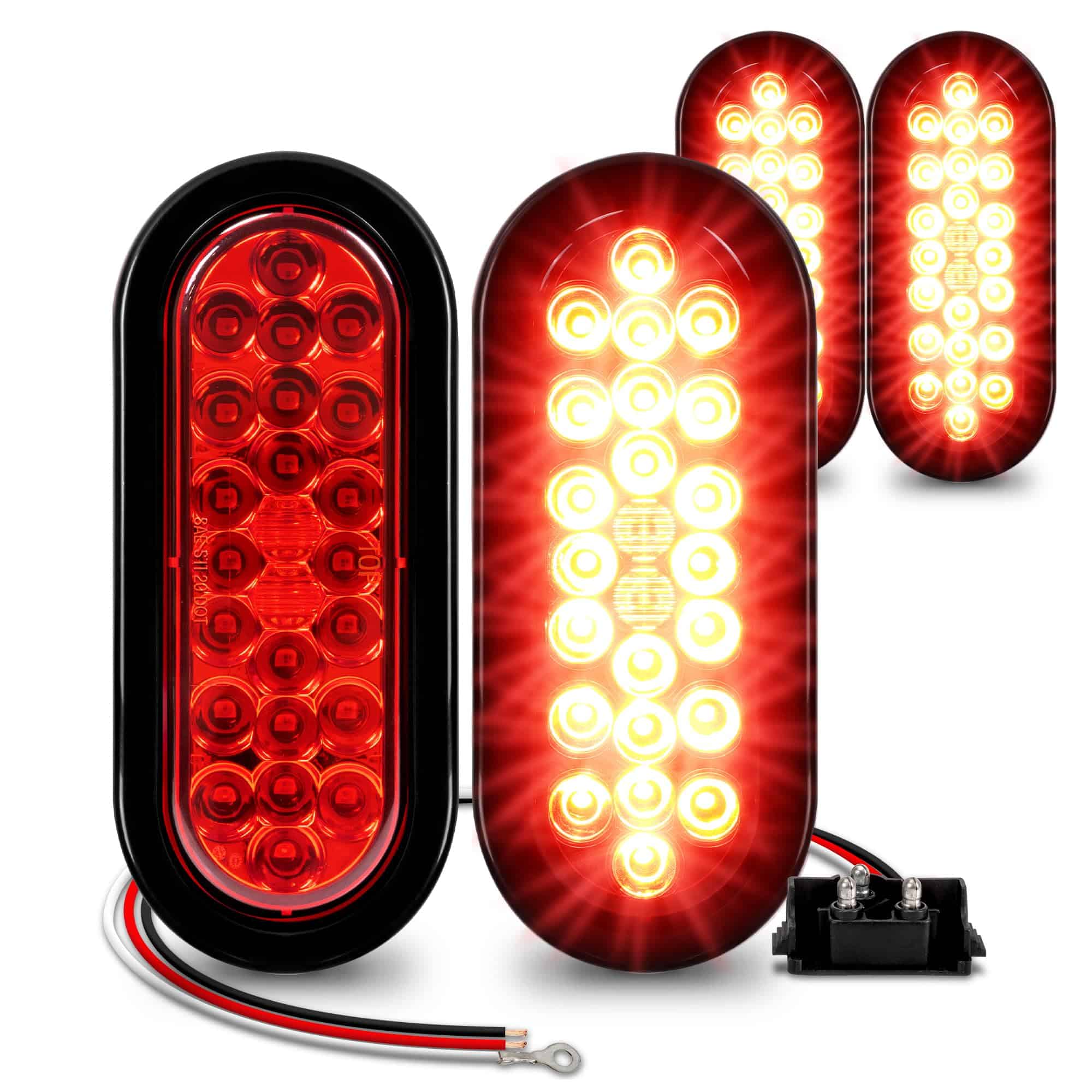 TRUE MODS 4pc 6" Juego de luces traseras LED ovales rojas