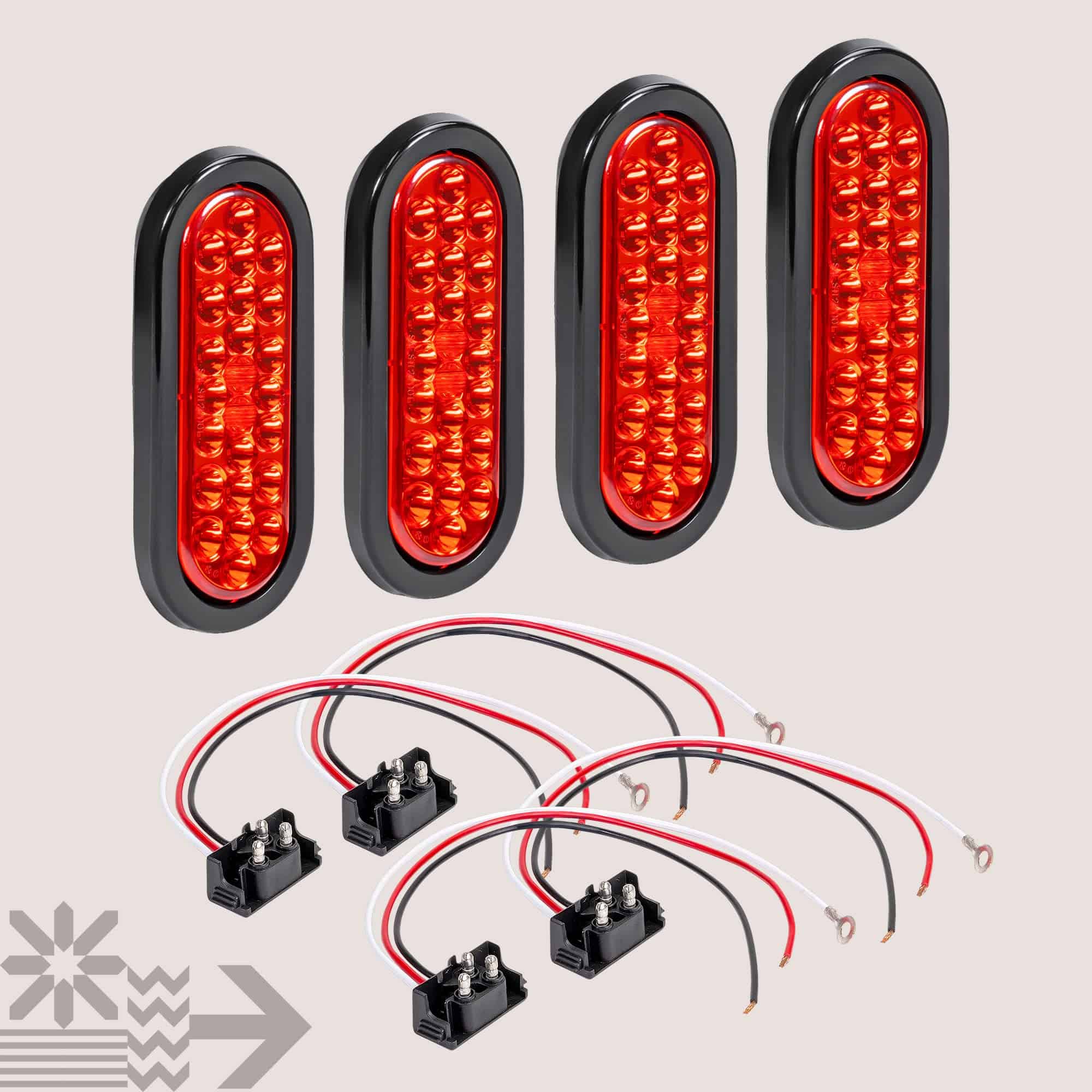 TRUE MODS 4pc 6" Juego de luces traseras LED ovales rojas - Imagen 8
