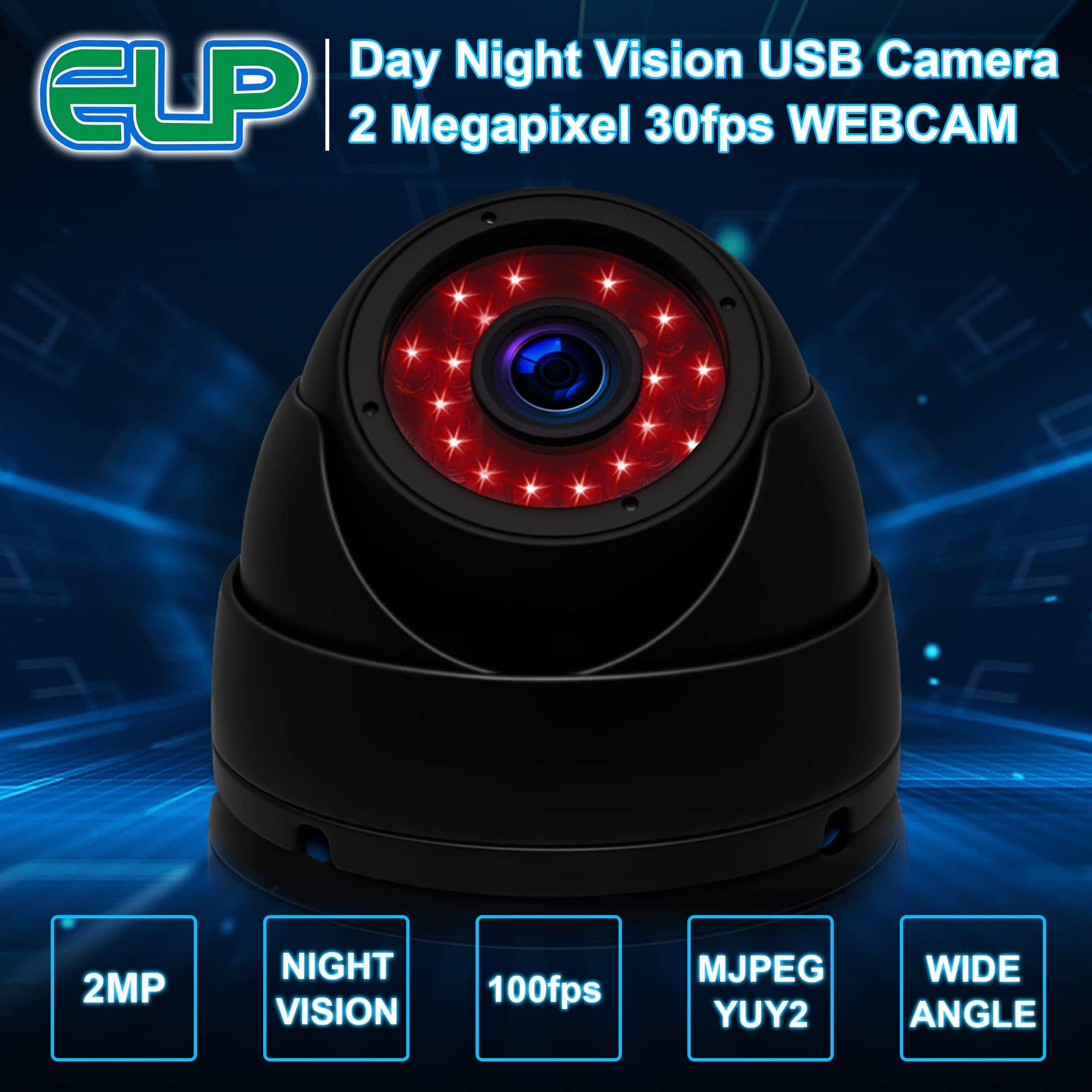 Cámara Domo ELP de 3.6mm 1080P con Visión Nocturna LED IR - Imagen 4
